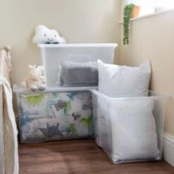 B&M Large Storage Box With Lid 110L - Clear 9 B&M Large Storage Box With Lid 110L - Clear -B&M 284861 110l storage box with lid clear 5