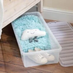 B&M Underbed Storage Box With Lid 55L - Clear 8 B&M Underbed Storage Box With Lid 55L - Clear -B&M 307321 55l under bed storage box with lid 4