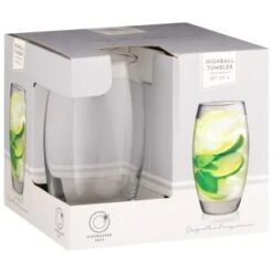 B&M Curved Hiball Glasses 4pk 7 B&M Curved Hiball Glasses 4pk -B&M 338803 set of 4 highball tumblers