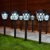 Solar Powered Windsor Black Post Lights - White 8pk -B&M 366418 8pk windsor post lights white led