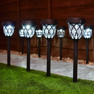 Solar Powered Windsor Black Post Lights - White 8pk 3 Solar Powered Windsor Black Post Lights - White 8pk