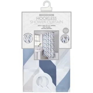 B&M Hookless Print Shower Curtain - Blue 4 B&M Hookless Print Shower Curtain - Blue - Image 2