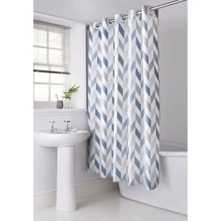 B&M Hookless Print Shower Curtain - Blue 3 B&M Hookless Print Shower Curtain - Blue