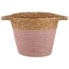 B&M Small Two Tone Wicker Basket - Pink -B&M 374392 small pink two tone basket