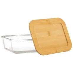 B&M Rectangular Glass Food Containers With Bamboo Lids 2pk 9 B&M Rectangular Glass Food Containers With Bamboo Lids 2pk -B&M 376824 2pk regular glass food containers