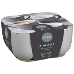 Simply Everyday Gloss Mugs 4pk - Grey 8 Simply Everyday Gloss Mugs 4pk - Grey -B&M 380120 4pk simply everyday mugs grey 2