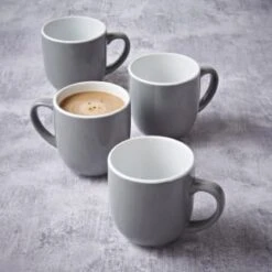 Simply Everyday Gloss Mugs 4pk - Grey 10 Simply Everyday Gloss Mugs 4pk - Grey -B&M 380120 4pk simply everyday mugs grey