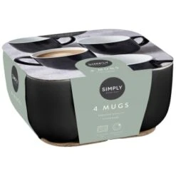 Simply Everyday Gloss Mugs 4pk - Black 9 Simply Everyday Gloss Mugs 4pk - Black -B&M 380121 4pk simply everyday mugs black 2