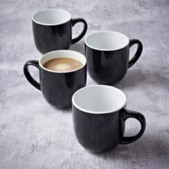 Simply Everyday Gloss Mugs 4pk - Black 11 Simply Everyday Gloss Mugs 4pk - Black -B&M 380121 4pk simply everyday mugs black