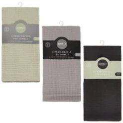 Simply Everyday Waffle Tea Towels 3pk - Grey 9 Simply Everyday Waffle Tea Towels 3pk - Grey -B&M 380223 380224 380225 3pk simply everyday waffle teal towels main