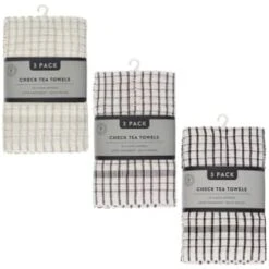 B&M Check Tea Towels - Black 3pk 11 B&M Check Tea Towels - Black 3pk -B&M 380305 380307 380309 3pk check tea towels main