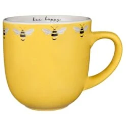 B&M Bee Happy Printed Mugs - 4pk -B&M 380506 4pk printed mugs bee happy yellow