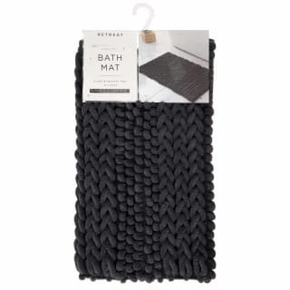 Retreat Knitted Bath Mat 50 X 80cm - Charcoal 3 Retreat Knitted Bath Mat 50 X 80cm - Charcoal