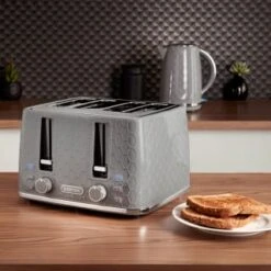 Goodmans Textured 4 Slice Toaster - Grey -B&M 386707 goodmans textured 4 slice toaster grey
