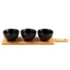 B&M Wooden Serve Board With Black Dip Bowls 2 B&M Wooden Serve Board With Black Dip Bowls -B&M 390356 set of 3 black dip bowls