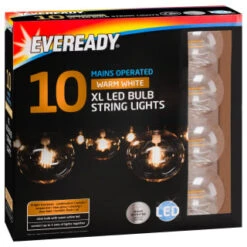 Eveready Mains Powered XL LED Bulb String Lights 10pk - Warm White -B&M 392917 eveready 10 mains operated warm white xl led bulb string lights21