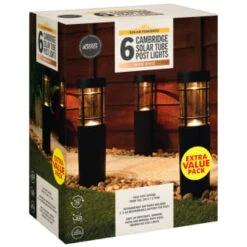 Cambridge Solar Powered Tube Post Lights 6pk 9 Cambridge Solar Powered Tube Post Lights 6pk -B&M 392998 cambridge solar powered tube post lights 6pk 3