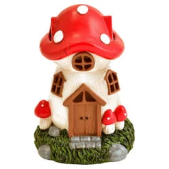 B&M Assorted Mushroom House Ornament With Glowing Solar Light -B&M 393429 mushroom house ornament with glowing solar light 3