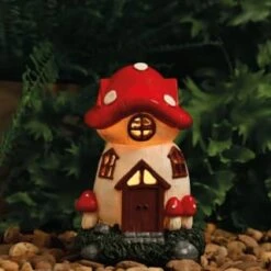 B&M Assorted Mushroom House Ornament With Glowing Solar Light -B&M 393429 mushroom house ornament with glowing solar light 5