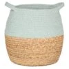 B&M Rope & Wicker Belly Basket - Green 2 B&M Rope & Wicker Belly Basket - Green -B&M 395899 stripe top basket with handle green