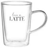 B&M Printed Double Wall Glass Latte Mug -B&M 396480 printed double wall glass latte mug love a latte